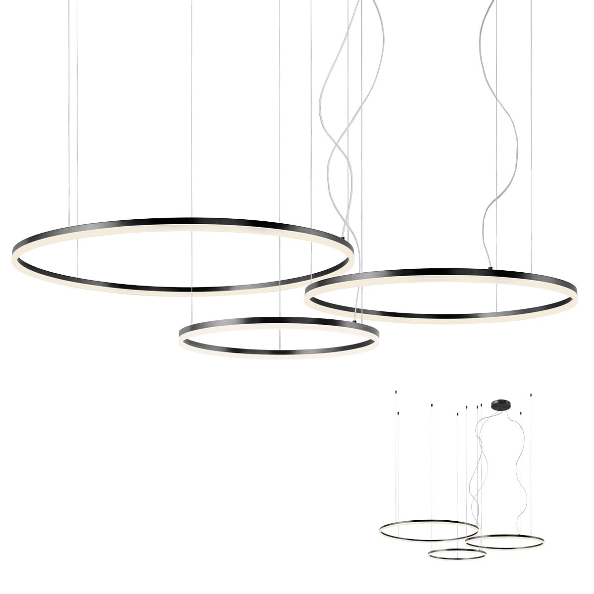 Lustra ORBIT LED 40,5W + 55W + 68W SAND BLACK