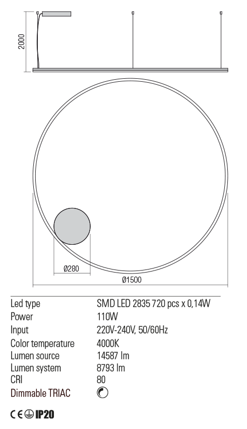 Lustra ORBIT LED 110W BRONZE - imagine 2