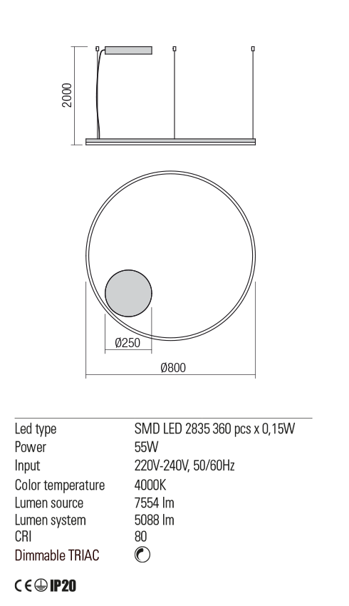 Lustra ORBIT LED 55W SAND BLACK - imagine 2