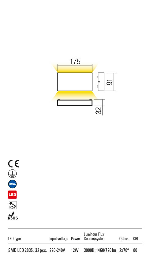 Aplică KAMAL LED 12W IP54 - imagine 2